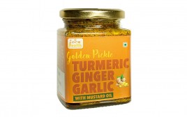Fore Health Golden Pickle Turmeric Ginger Garlic With Mustard Oil  Glass Jar  250 grams